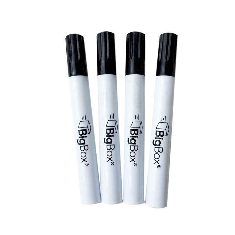 BigBox Dry Erase Markers - 4 Pack, Black, Chisel Tip