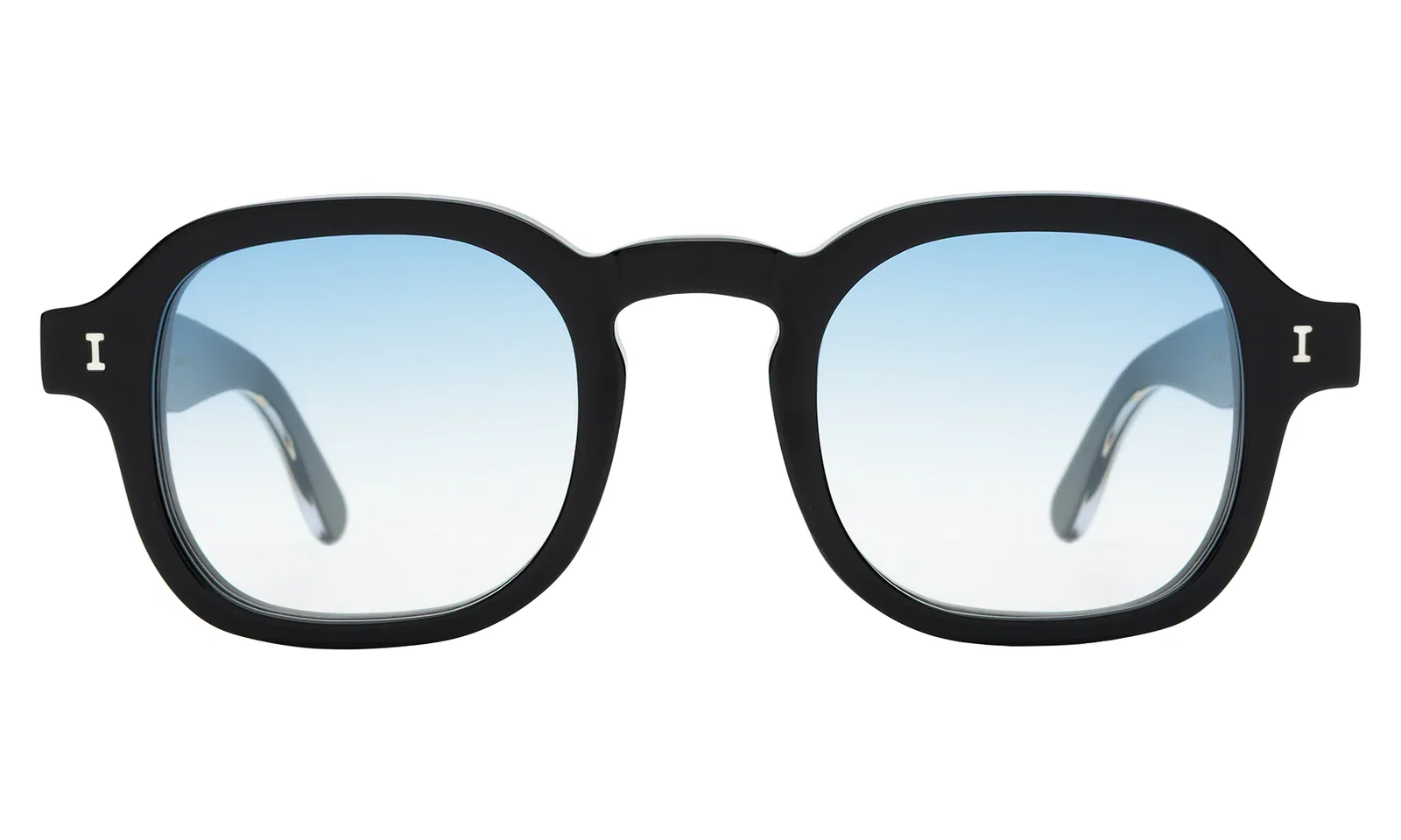 Black square sunglasses with Blue Gradient lenses