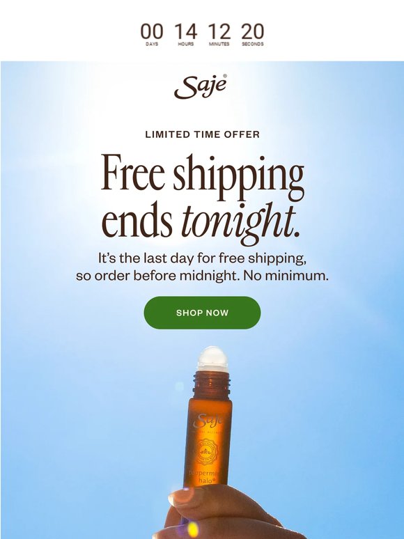 Free shipping ends at midnight
