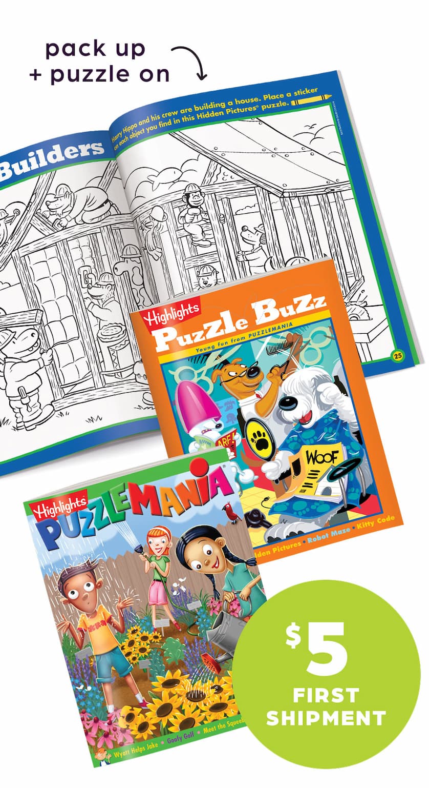 Highlights Puzzle Subscriptions: Pack Up and Puzzle On! $5 for Your First Shipment.