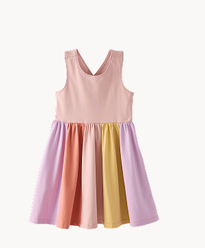 Rainbow Skirt Skater Dress with Pockets | Blush Pink