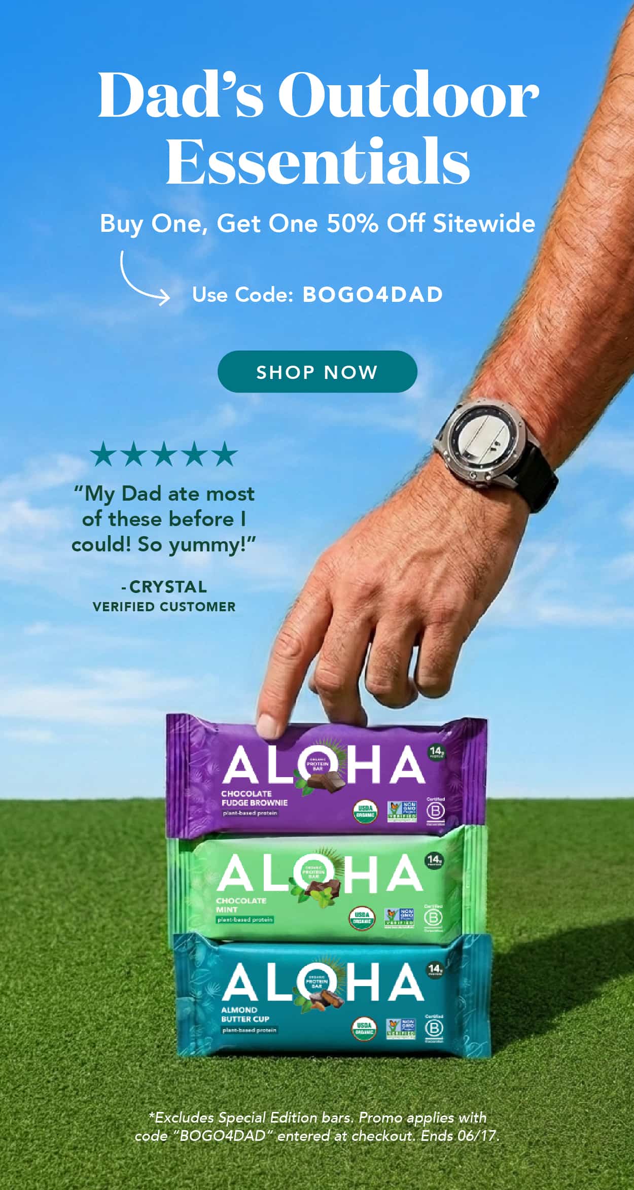Dad's outdoor essentials: buy one, get one 50% off sitewide with code BOGO4DAD. ends 6/17