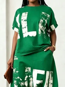 Image of Casual Letter Print Tailored Short Sleeve Tee
