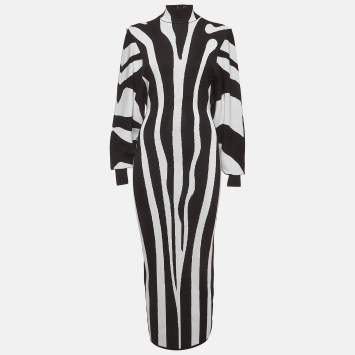 White/Black Zebra Intarsia Kni
