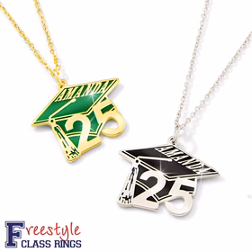 Enamel Graduation Cap with Name and Year Freestyle Class/ Graduation Necklace