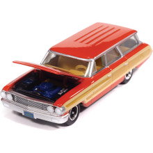 1964 Ford Country Squire - Poppy Red w/Honey-Colored Wood Trim 1:64 Scale Diecast Model Car by Auto World