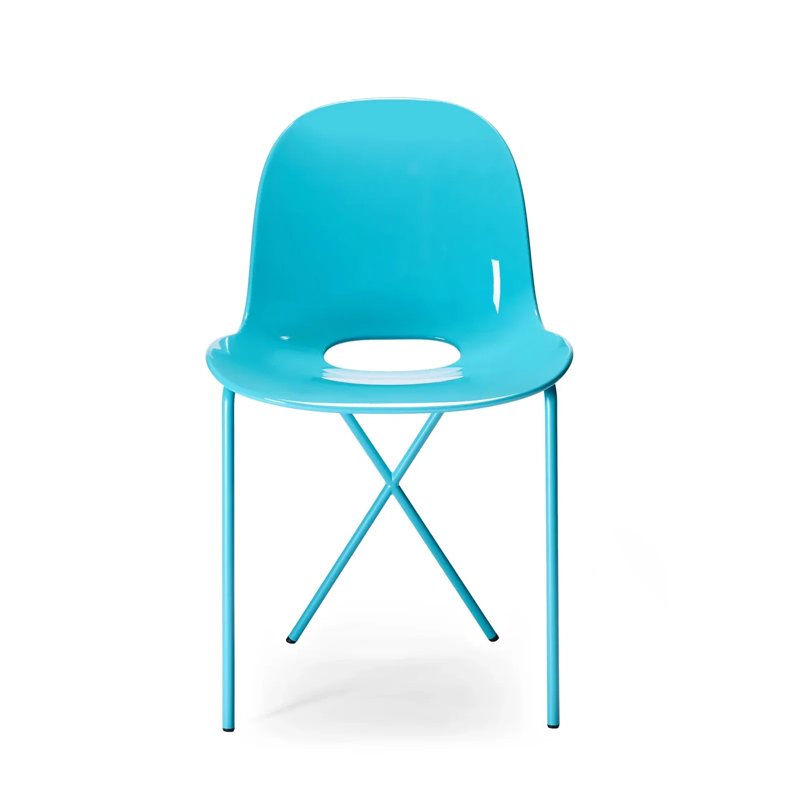 Image of Cross Leg Side Chair Gloss Aqua