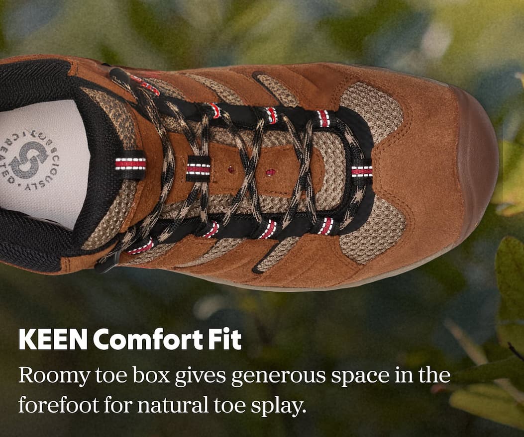 KEEN comfort fit: roomy toe box gives generous space in the forefront for natural toe splay