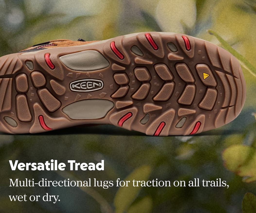 versatile tread: multi-directional lugs for traction on all trails, wet or dry