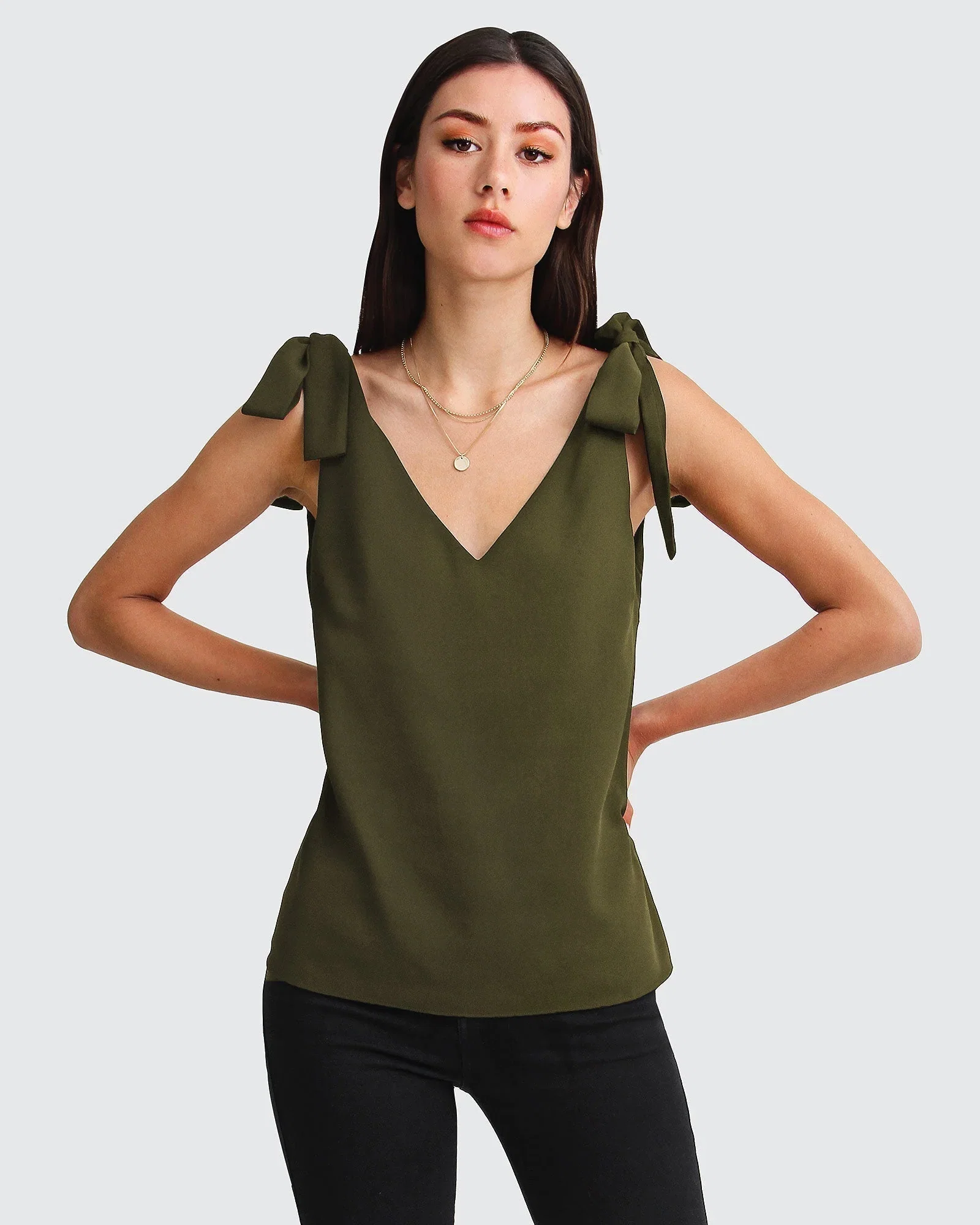Image of Feel For You V-Neck Top - Military