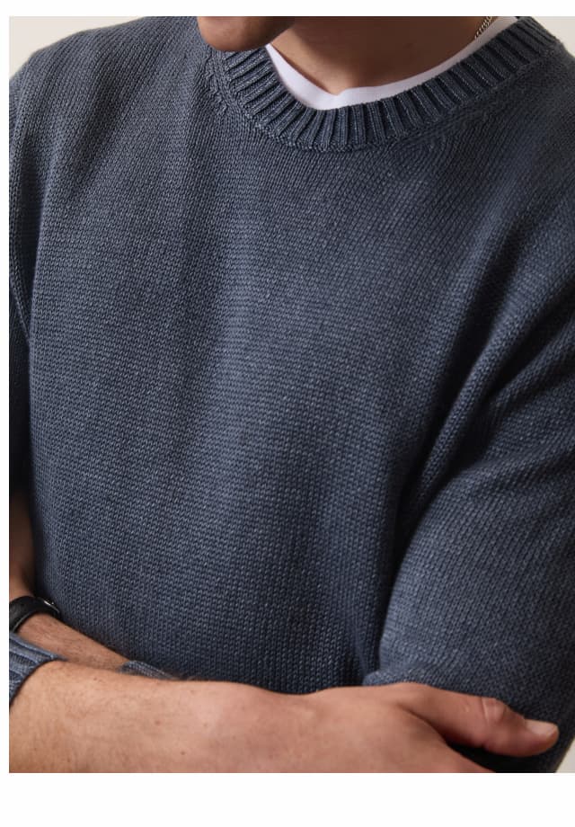 Navy Linen Crewneck