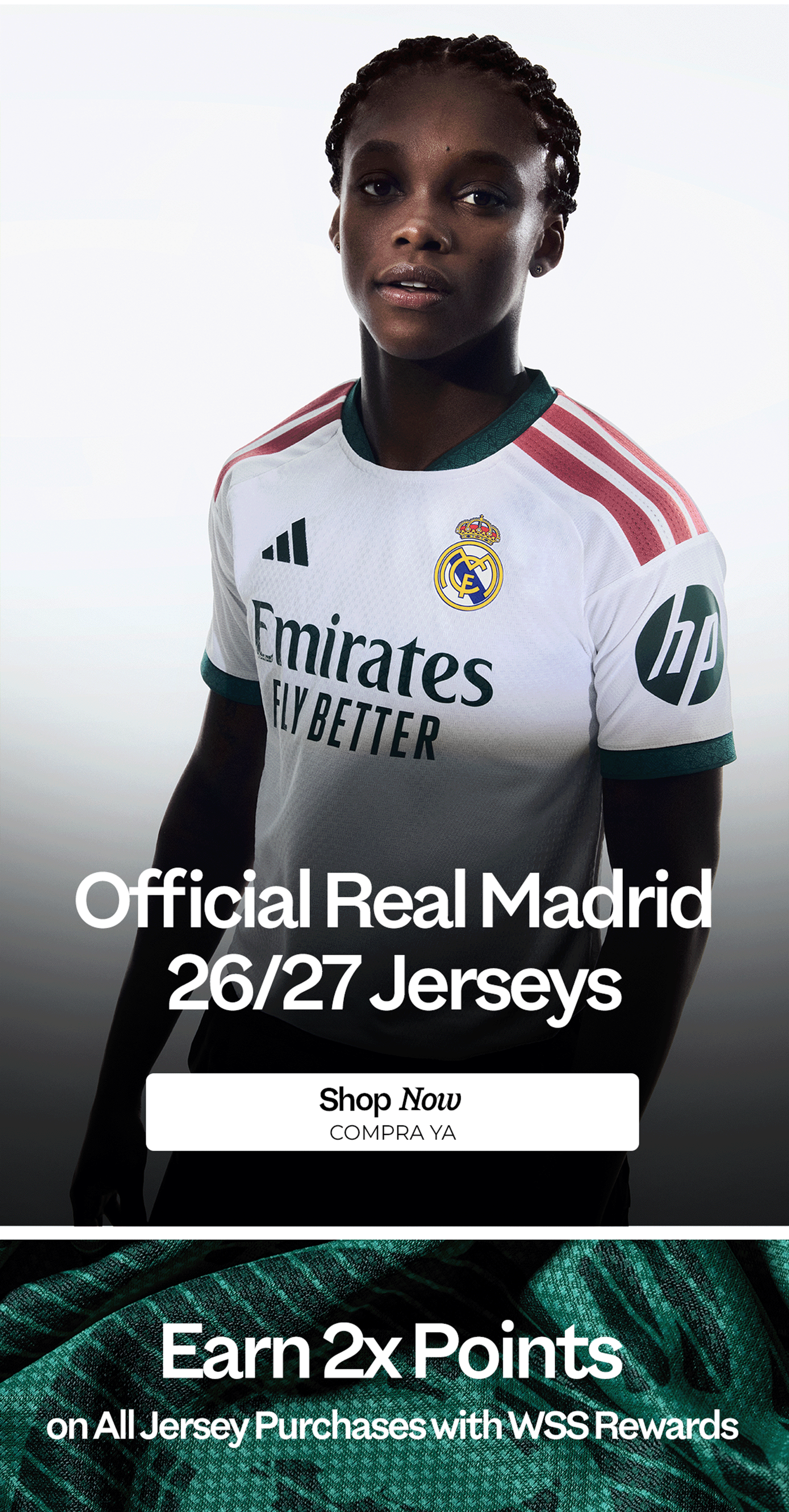 Official Real Madrid 26/27 Jerseys. Earn 2x Points on all jerseys!