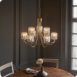 Bernadette 9-Light Tiered Pendant in Antique Brass