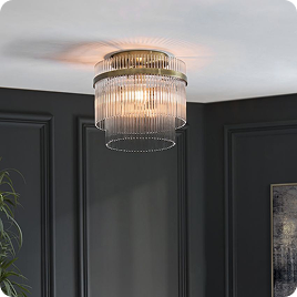 Monica Flush Light in Antique Brass