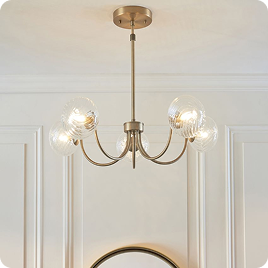 Swirl 5-Light Pendant in Warm Antique Brass
