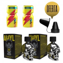 Pack Poppers Sines - 2 Silver Skull y 2 Original + Adaptador