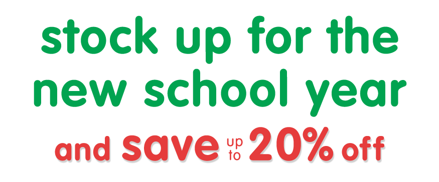 Stock Up for the New School Year and Save up to 20% off