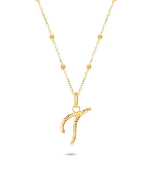 Written in The Sand Initial Necklace (Gold)