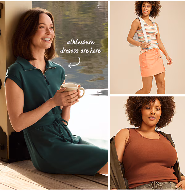 Athleisure dresses are here. Models wearing maurices cothing.