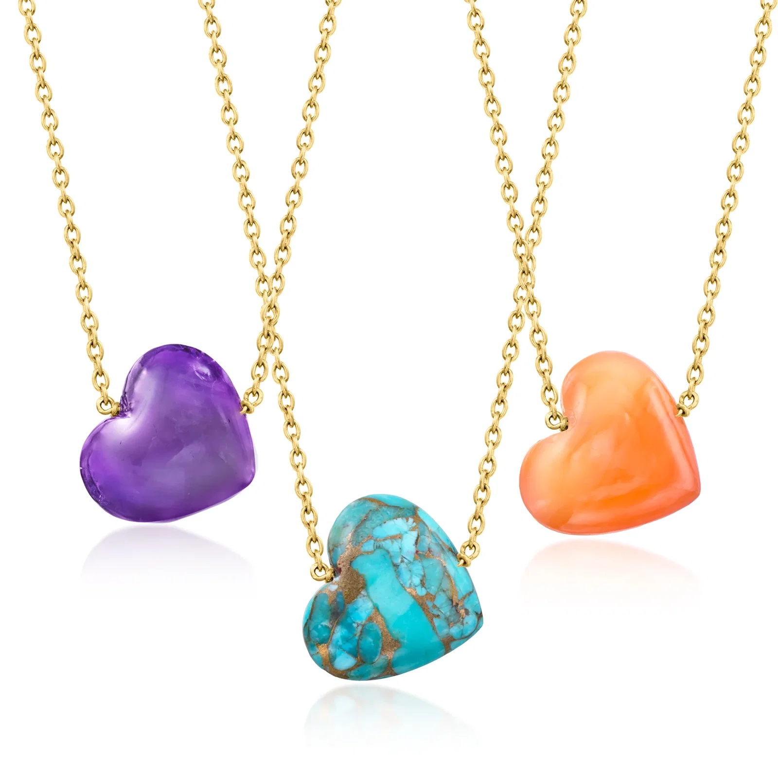 Image of Puffy Birthstone Heart Necklace in 18kt Gold Over Sterling