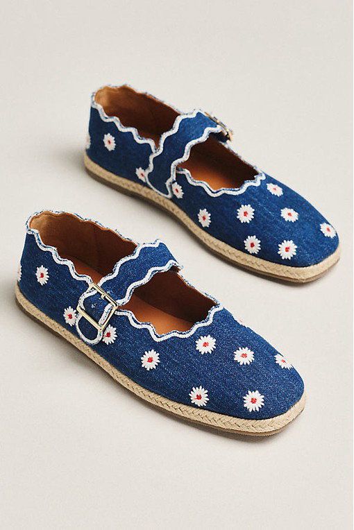 Maeve Scalloped Edge Espadrille Mary Jane Flats