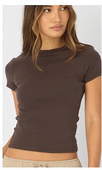 Brown T-shirt Short Sleeve Crew Neck