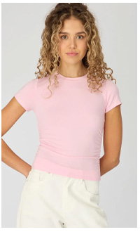 Pink T-shirt Short Sleeve Crew Neck Modal