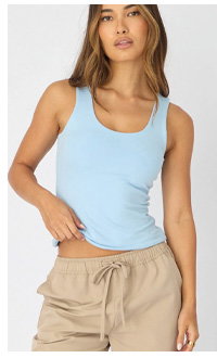 Blue Sleeveless Scoop Neck Tank Top