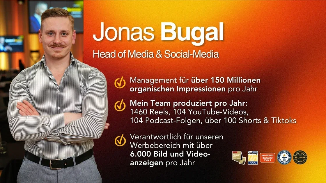 Mein Marketing-Führungsteam: Jonas Bugal, Head of Media & Social Media.
