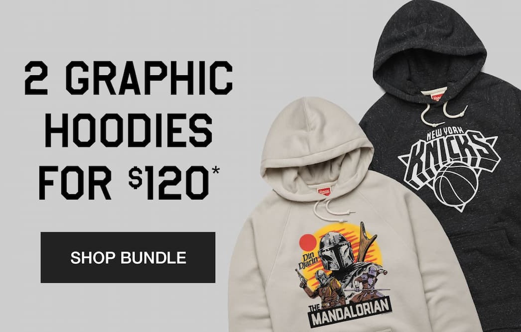 2 graphic hoodies for $120*