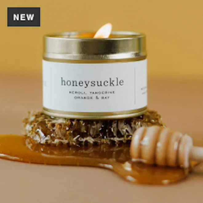 Amanda Jayne Honeysuckle Gold Tin Candle, 100ml