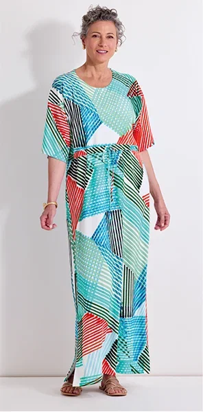 Vivid Drawcord Waist Jersey Kaftan