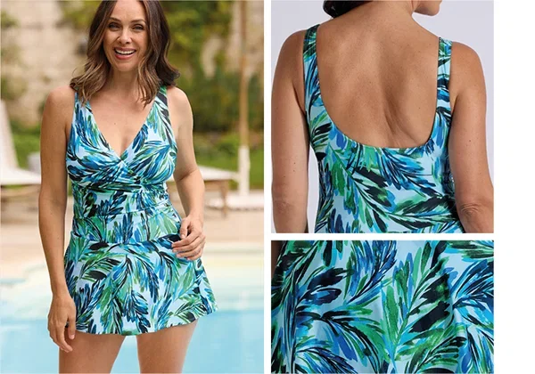 Vivid Wrap-effect Swim Dress