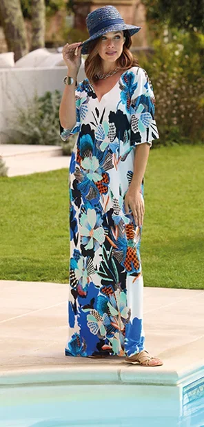 Soft Stretch Botanical Kaftan
