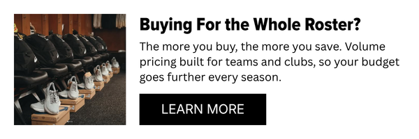 The more you buy, the more you save. Volume pricing built for teams and clubs, so your budget goes further every season.