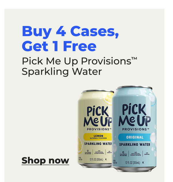 Buy 4 Cases, Get 1 Free Pick Me Up Provisions™ Sparkling Water - Shop now