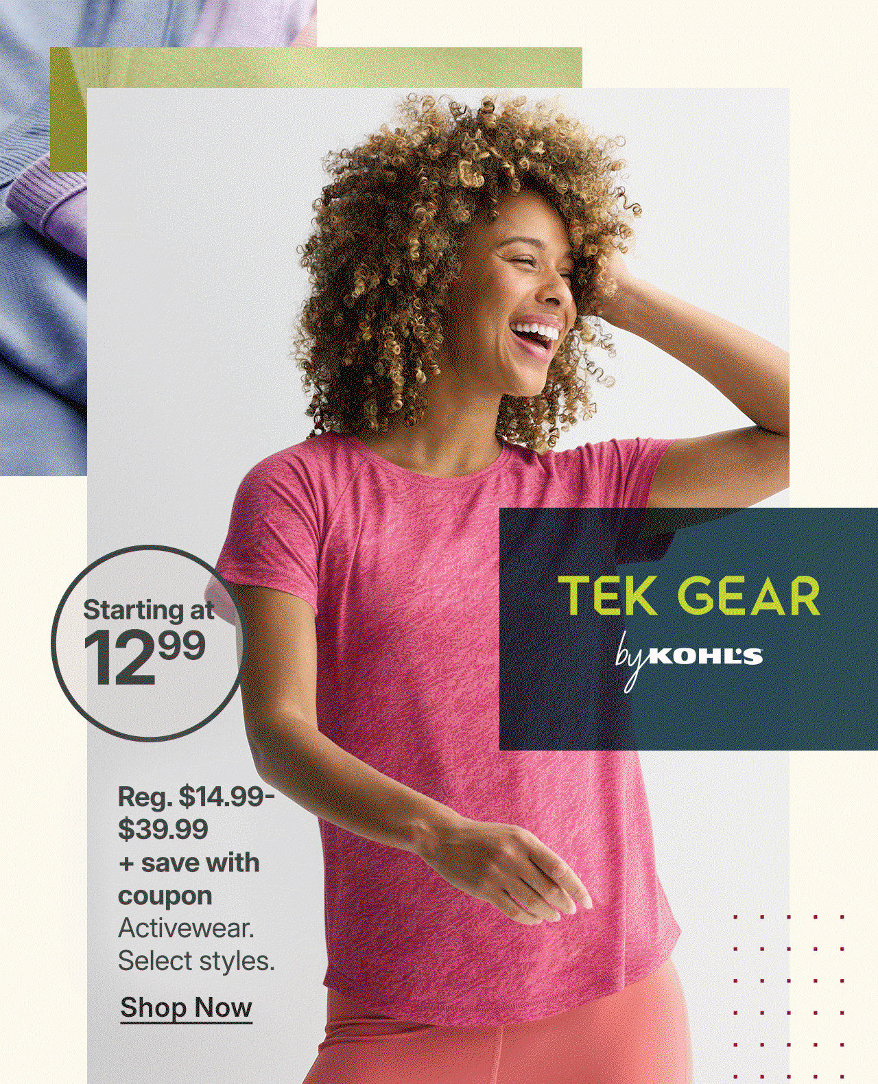 starting at $12.99 activewear
