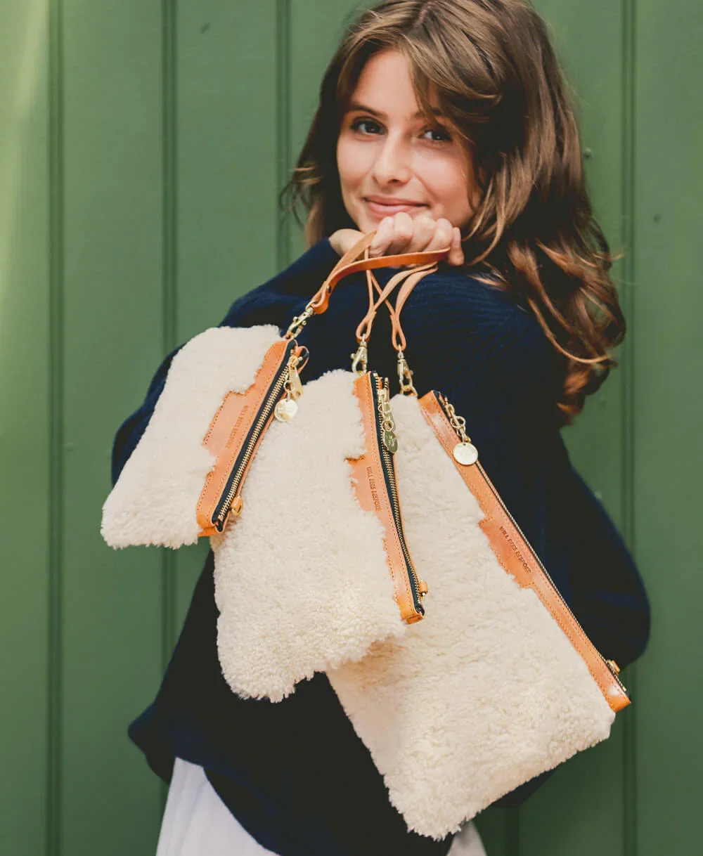 Diana Clutch in Cream Sheepskin