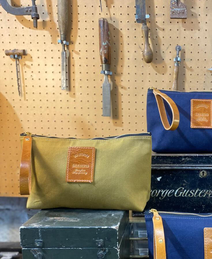 Men's Washbag in Khaki Canvas
