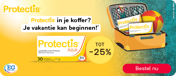 Protectis Adult tot -25% voor darmflora, knop “Bestel nu”.