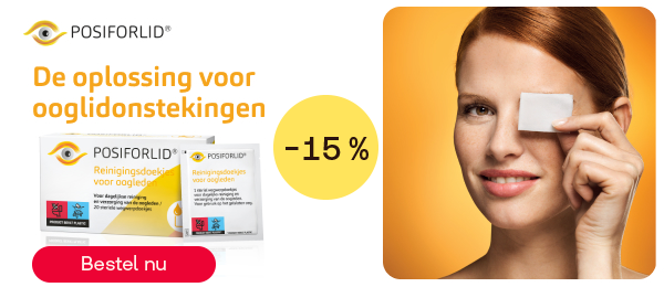Posiforlid ooglidverzorging tot -15%, knop “Bestel nu”.