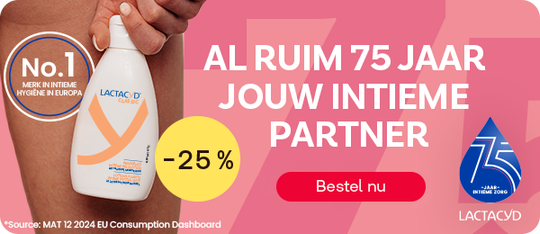 Lactacyd intieme verzorging tot -25%, knop “Bestel nu”.