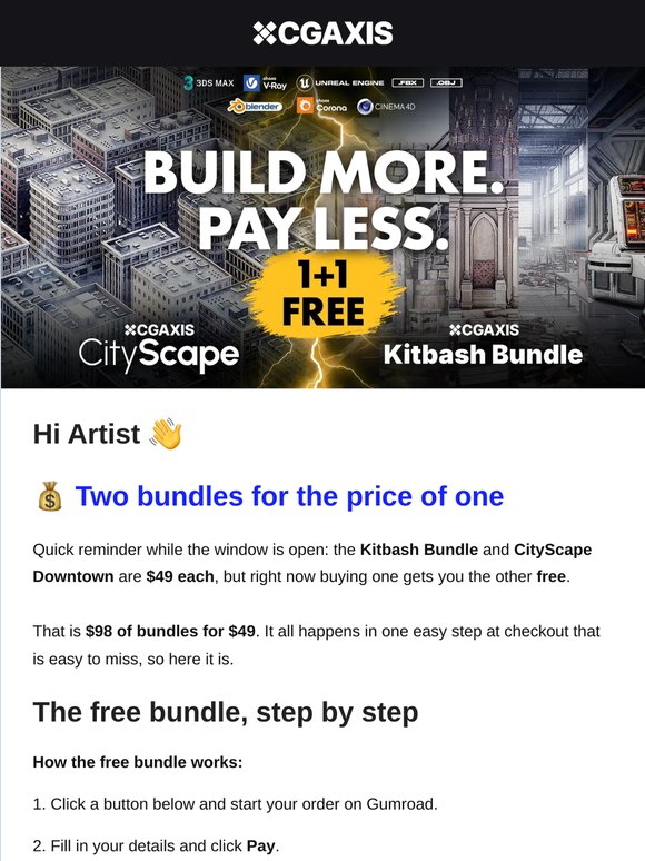 💰 Artist, how to get 2 CGAxis bundles for the price of one