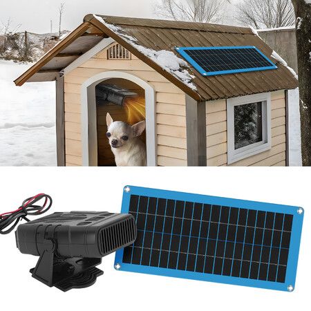 Solar Panel 30W Warm Air Heater Cooling Drying Fan Winter Car Summer Pet House Coop Thermal Warmer