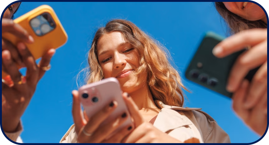 Women holding mobile phones