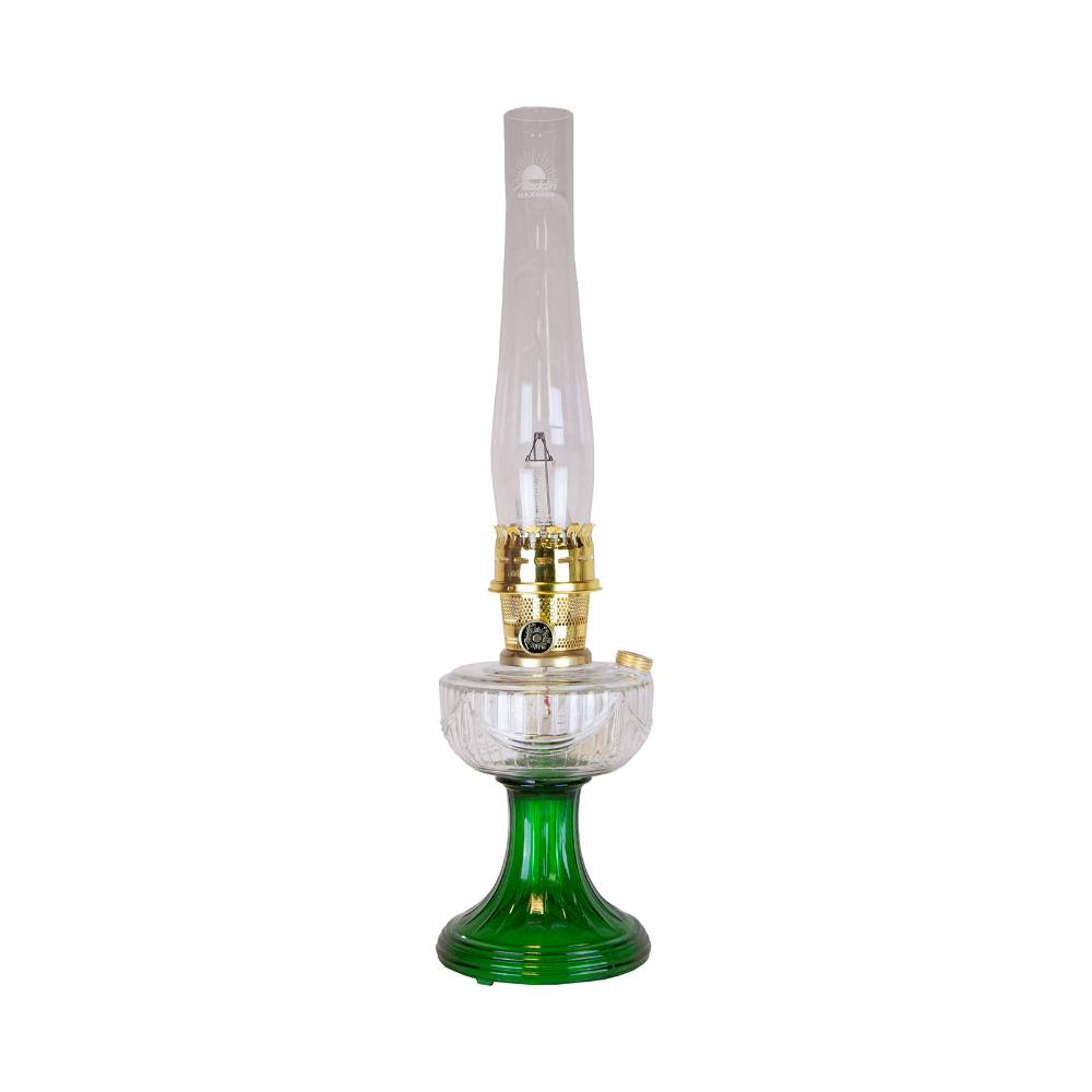 Image of Aladdin Clear-Over Emerald Lincoln Drape Oil Lamp