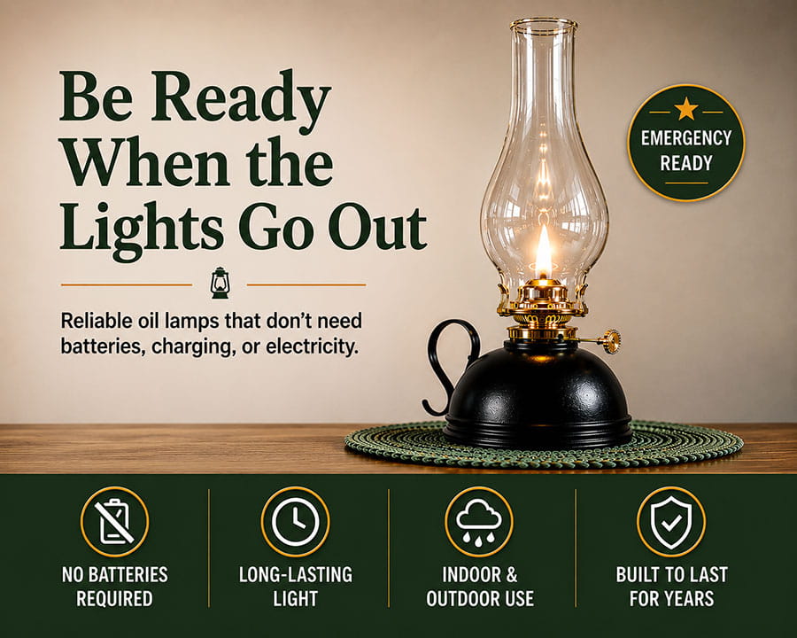 Lehman's Nomad Oil Lamp - No Batteries, Long-lasting light, Indoor & Outdoor Use, Built to last for years