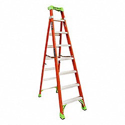Stepladder: 8 ft Ladder Size, Fiberglass, 300 lb Load Capacity, 27 lb Wt