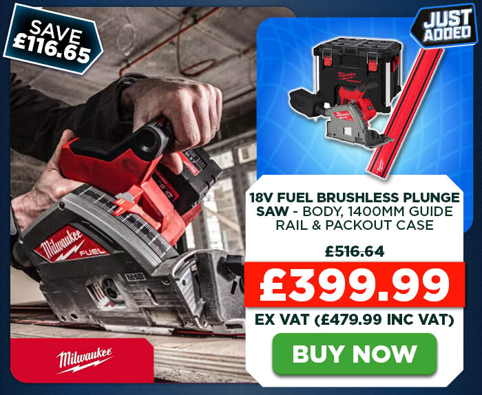 Milwaukee M18 FPS55 18V FUEL Brushless Plunge Saw - Body, 1400mm Guide Rail & PACKOUT Case