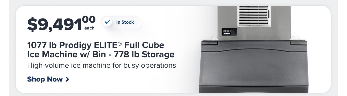 Scotsman MC1030MA-32/B842S/KBT29 1077 lb Prodigy ELITE® Full Cube Ice Machine w/ Bin - 778 lb Storage, Air Cooled, 208-230v